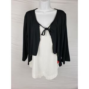 Noblu Black & White Long Sleeve Sweater Size L Sewn On Top Stretchy